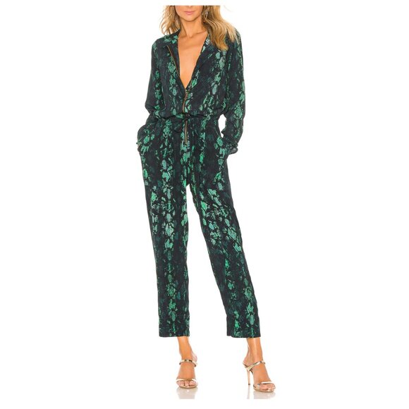 Cleobella REVOLVE Lia Jumpsuit in Teal Snake Color:Teal Snake. Size S - Picture 2 of 5